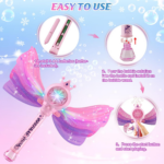 "Magical LED Bubble Wand Set for Girls: Light, Music, and Endless Bubbles! Perfect Outdoor Party Toy and Birthday Gift for Girls Ages 3-8" - Image 5
