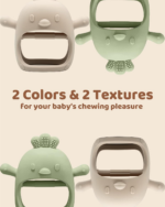 "Silicone Teething Mitten Set for Babies - BPA Free, Anti-Dropping Wrist Teethers (Green & Caramel)" - Image 7