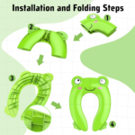 "Foldable Non-Slip Potty Training Seat for Toddler Travel - Cute Green Frog Design with Drawstring Bag" - Image 4