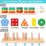 Wooden Montessori Shape Sorter and Color Stacker Toy Set for Infants - Image 6