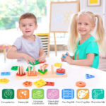Wooden Montessori Shape Sorter and Color Stacker Toy Set for Infants - Image 4