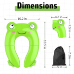 "Foldable Non-Slip Potty Training Seat for Toddler Travel - Cute Green Frog Design with Drawstring Bag" - Image 2