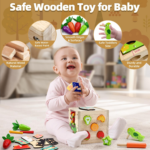 Baby Wooden Activity Cube Center Toys for 1 2 3 4 Years Old Boys Girls Birthday Gifts, 5 in 1 Montessori Educational Learning Sensory Toys for Toddlers Kids 12 18 24 Months Fine Motor Skills Games - Image 4
