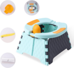 " Portable Toddler Travel Potty with Travel Bag and 30 Replacement Bags - Easy Clean Baby Training Toilet (Blue)"