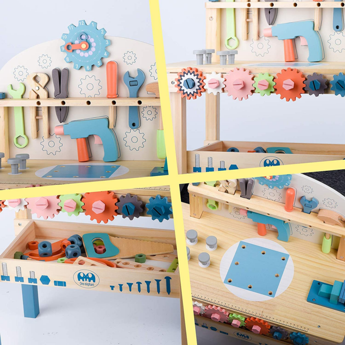 "Kids Wooden Tool Bench Workshop with Tools Set - Fun Construction Toy for Boys and Girls Ages 3-5" - Image 3