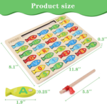 Magnetic Wooden Fishing Game Toy for Toddlers, Alphabet Fish Catching Counting Games Puzzle with Numbers and Letters, Preschool Learning ABC Math Educational Toys 3 4 5 Years Old Girl Boy Kids - Image 4