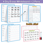 Double-Sided Dry Erase Alphabet and Number Tracing Board for Kids - Handwriting Practice and Letters Learning