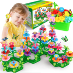 Flower Garden Building Toys for Girls Age 3, 4, 5, 6, 7 Year Old - STEM Gardening Pretend Toys for Kids - Stacking Game for Toddlers Play Set - Educational Activity for Preschool (148 PCS)