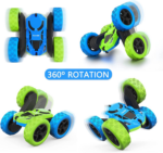 "360° Rotating Double Sided RC Stunt Car for Kids - Rechargeable Electric Race Toy with Headlights (Blue&Green)" - Image 2