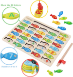 Magnetic Wooden Fishing Game Toy for Toddlers, Alphabet Fish Catching Counting Games Puzzle with Numbers and Letters, Preschool Learning ABC Math Educational Toys 3 4 5 Years Old Girl Boy Kids - Image 2