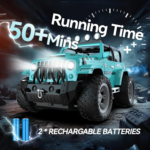 " 1:16 Remote Control Car with Fog Mist, Music, and 2 Batteries - All Terrain RC Truck for Boys with Trailer Hitch" - Image 5