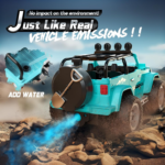 " 1:16 Remote Control Car with Fog Mist, Music, and 2 Batteries - All Terrain RC Truck for Boys with Trailer Hitch" - Image 3