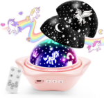"Magical Unicorn Night Light Projector for Kids - Rechargeable, Dimmable, with Timer and Remote Control" - Image 8