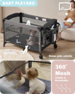 4-in-1 Baby Bassinet: Bedside Sleeper, Crib, Playard, Changing Table - Image 8