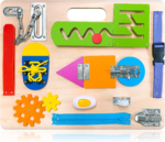 Montessori Busy Board for Toddlers, Wooden Sensory Toys, Preschool Learning Activities for Fine Motor Skills Travel Toy, Basic Life Skills Educational Gifts for 1 2 3 Years Old Kids Boys Girls