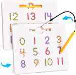 Magnetic Number Tracing Board, 2 in 1 Double Sided Numbers 1-20 Writing Board for Toddlers & Kids, Preschool Handwriting Learning Toys, Educational Math Manipulatives