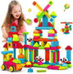STEM Building Toys, ST5 144 Pcs Bristle Shape 3D Tiles Set Construction Learning Stacking Educational Block, Creativity beyond Imagination, Inspirational, Recreational Toy for Kids Ages 3-8