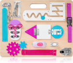 Montessori Busy Board for Toddlers, Wooden Sensory Toys, Preschool Learning Activities for Fine Motor Skills Travel Toy, Basic Life Skills Educational Gifts for 1 2 3 Years Old Kids Boys Girls - Image 11