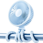 "360° Rotate Mini Portable Fan with Light for Baby Stroller and Car Seat - Battery Operated Handheld Desk Fan with 4 Speeds" - Image 9