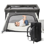 "Guava Lotus Lightweight Travel Crib: Baby Safe Portable Play Yard with Comfy Mattress"