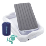 "Portable Inflatable Toddler Travel Bed with Safety Bumpers - Navy Blue" - Image 8