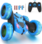 "360° Rotating Double Sided RC Stunt Car for Kids - Rechargeable Electric Race Toy with Headlights (Blue&Green)" - Image 9