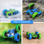 "360° Rotating Double Sided RC Stunt Car for Kids - Rechargeable Electric Race Toy with Headlights (Blue&Green)" - Image 6