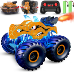"360° Rotating Dinosaur RC Car with Spray, Light & Sound - All Terrain Monster Truck for Kids with 2 Batteries" - Image 7