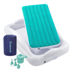 "Portable Inflatable Toddler Travel Bed with Safety Bumpers - Navy Blue" - Image 9