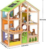 All Seasons Kids Wooden Dollhouse by  | Award Winning 3 Story Dolls House Toy with Furniture, Accessories, Movable Stairs and Reversible Season Theme L: 23.6, W: 11.8, H: 28.9 Inch - Image 5