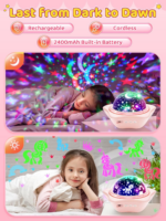 "Magical Unicorn Night Light Projector for Kids - Rechargeable, Dimmable, with Timer and Remote Control" - Image 5