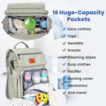 "Premium Baby Diaper Backpack - Stylish and Spacious Diaper Bag for Boys & Girls with Changing Pad - Ideal Baby Shower Gift and Registry Essential, in Beige" - Image 2
