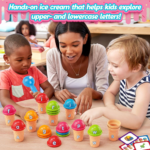 Ice Cream Alphabet Learning Toys,Color Sorting Matching Letter Game for Toddlers,Stacking Montessori Preschool Kindergarten Learning Activities,Educational ABC Fine Motor Skills Toys - Image 2