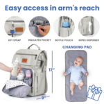 "Premium Baby Diaper Backpack - Stylish and Spacious Diaper Bag for Boys & Girls with Changing Pad - Ideal Baby Shower Gift and Registry Essential, in Beige" - Image 5