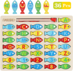 Magnetic Wooden Fishing Game Toy for Toddlers, Alphabet Fish Catching Counting Games Puzzle with Numbers and Letters, Preschool Learning ABC Math Educational Toys 3 4 5 Years Old Girl Boy Kids - Image 8