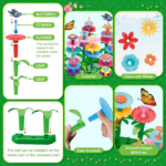 Flower Garden Building Toys for Girls Age 3, 4, 5, 6, 7 Year Old - STEM Gardening Pretend Toys for Kids - Stacking Game for Toddlers Play Set - Educational Activity for Preschool (148 PCS) - Image 2