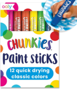 Chunkies Quick Drying Tempera Paint Sticks for Kids, Classic Colors, Set of 12 Twistable Kids Paint Sticks for Toddlers 2-4 Years, Mess Free Chubby Toddler Paint Sticks [12 Classic Colors]