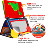 "Black and White High Contrast Baby Mirror Set for Brain Development - Includes Crinkle Cloth Book and Teether - Perfect for Tummy Time and Crawling - Ideal for Boys and Girls 0-12 Months" - Image 3