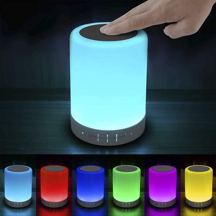 "Smart Touch Bedside Lamp with Bluetooth Speaker and Colorful Night Light - Perfect Gift for Everyone!" - Image 1