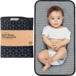 "Travel-Friendly Waterproof Diaper Changing Pad - Black Geo Design"