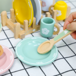 Montessori Wooden Kitchen Pretend Play Set with Simulation Plates and Dishes - Kitchen Playset Toy for Toddlers Ages 3+ - Image 6