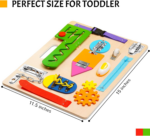 Montessori Busy Board for Toddlers, Wooden Sensory Toys, Preschool Learning Activities for Fine Motor Skills Travel Toy, Basic Life Skills Educational Gifts for 1 2 3 Years Old Kids Boys Girls - Image 5