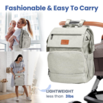 "Premium Baby Diaper Backpack - Stylish and Spacious Diaper Bag for Boys & Girls with Changing Pad - Ideal Baby Shower Gift and Registry Essential, in Beige" - Image 3