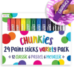 Chunkies Quick Drying Tempera Paint Sticks for Kids, Classic Colors, Set of 12 Twistable Kids Paint Sticks for Toddlers 2-4 Years, Mess Free Chubby Toddler Paint Sticks [12 Classic Colors] - Image 8