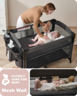 4-in-1 Baby Bassinet: Bedside Sleeper, Crib, Playard, Changing Table - Image 6