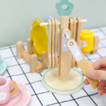 Montessori Wooden Kitchen Pretend Play Set with Simulation Plates and Dishes - Kitchen Playset Toy for Toddlers Ages 3+ - Image 5
