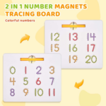 Magnetic Number Tracing Board, 2 in 1 Double Sided Numbers 1-20 Writing Board for Toddlers & Kids, Preschool Handwriting Learning Toys, Educational Math Manipulatives - Image 3