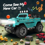 " 1:16 Remote Control Car with Fog Mist, Music, and 2 Batteries - All Terrain RC Truck for Boys with Trailer Hitch" - Image 2