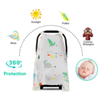 "Adorable Crocodile Dinosaur Baby Carseat Canopy - Large Size, Lightweight, Breathable Cover for Infant Car Seat, Perfect for Summer, Spring, Autumn" - Image 2