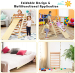 " 2-in-1 Triangle Climber with Ramp - Foldable Wooden Indoor Playground for Toddlers, Perfect Gift for Boys & Girls!" - Image 3